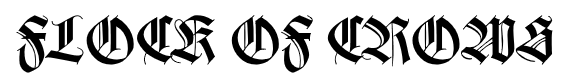 the flock of crows logo in an old-looking font